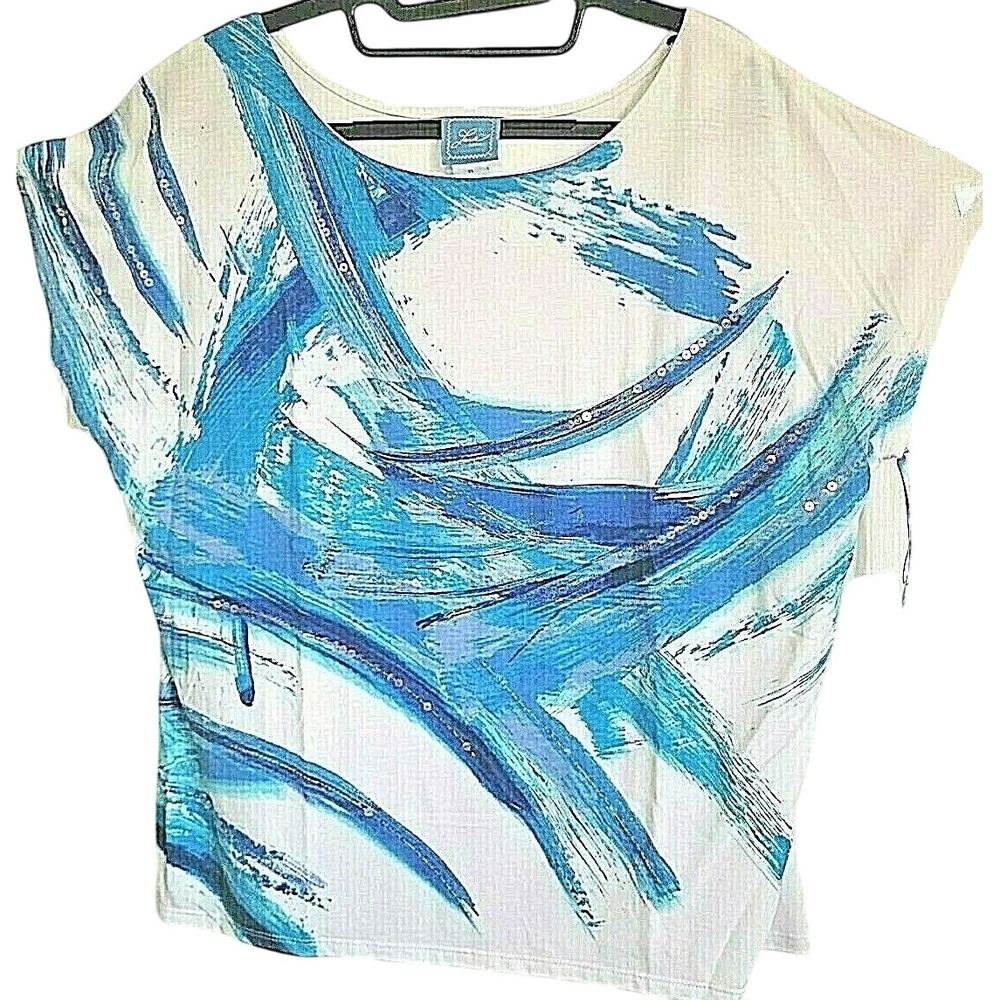 Lark Lane XL Blues Traveler Women's Top T-Shirt Beaded Size XL NWT‎ $54-